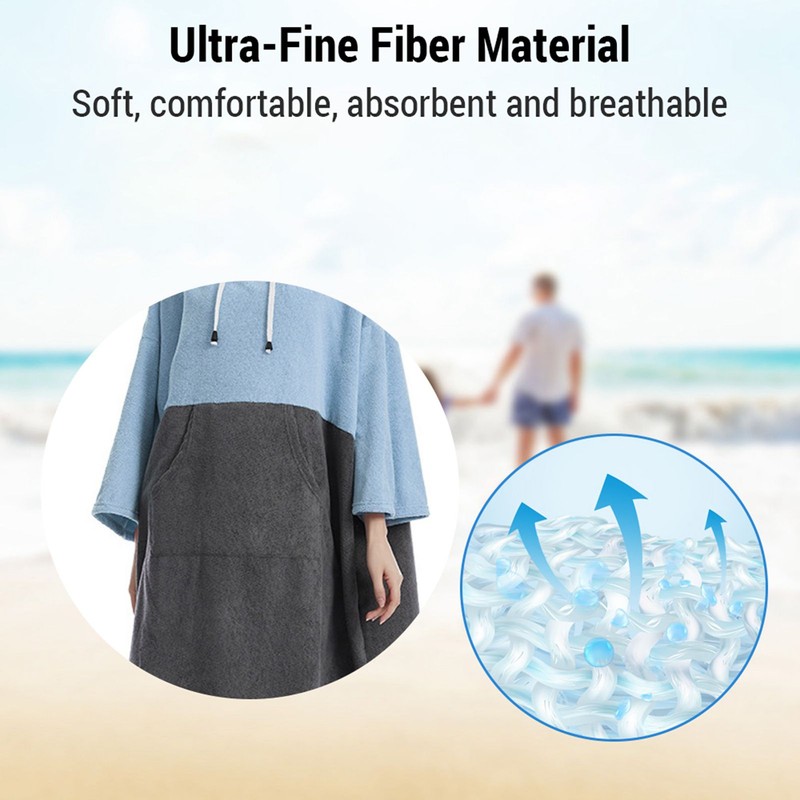 Quick Dry Bath Towels Pool Changing Robe Quick-Dry Poncho Surfing