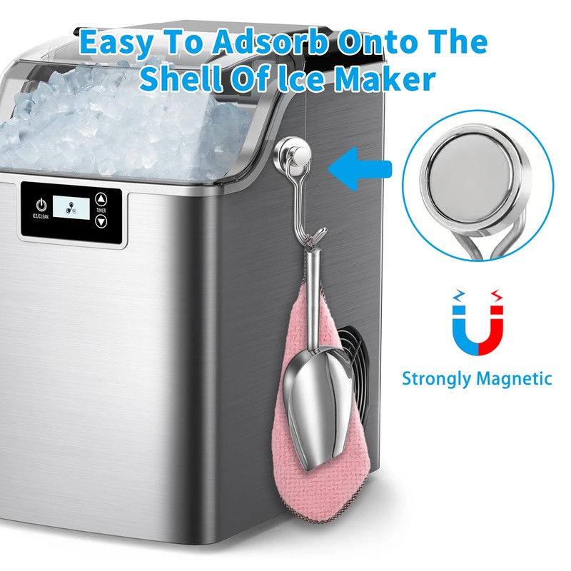 XGKHOM Ice Scoop for Freezer with Magnetic Holder, Stainless Steel