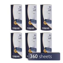 Korbond Lint Roller Refills 6 Pack - 360 Sheets Lint Rollers, Lint Remover, Pet Hair Remover, Dog Hair Remover, Clothes Roller Sticky, Pet Hair Remover Roller