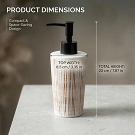 8 Inch Hand Soap Dispenser Bathroom - Modern Farmhouse Decor, Anti Slip Waist Design, Dish Soap Dispenser for Kitchen Sink - Textured White Ceramic