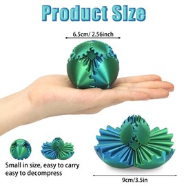 Gear Ball 3D Printed, Fidget Stress Ball Children Adults, Anti-Stress Toy, 3D Colourful Rotating Gear Ball, Gift for Children, for Stress Relief in the Office (Teal Green, Ball Diameter: 6.5 cm)