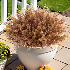 Artificial Fall Fake Plants Flowers for Outdoor Porch Decor, 12 Bundles No Fade Faux Autumn Eucalyptus Stems Outside Garden Decor, Fall Home Decor Plant for Home Fireplace Windowsill Decor