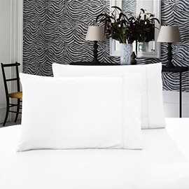 1000TC Luxury Ultra Soft Plain Colour Pillowcases (2 Standard Pillowcases 48x73cm, White)