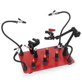 Helping Hands Soldering Magnetic Third Helper hand Station with 4 Solder Magnetic Arms, Welding Gun Holder and Waterproof Large Stable Base for Electronics PCB Clamp Jewelry Crafts Model Repair