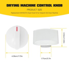 2 Pack WH1X2721 Dryer Knob Replacement Fit for Hotpoint GE Dryer Machine DBXR453EA1AA, DBXR453EA1WW, Replace AP2044893 123C7931 EA271094 PS271094, New Qblahip Replacement