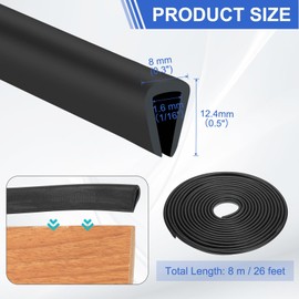 YOKIVE Rubber U Channel Edge Trim, Door Seal Strip EPDM U Shape Weather Stripping Fit Edge 1/16" | Metal Edge Guard Protector Great for Car Doors, Sheet Metal (Black, 26-Feet)