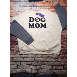 Modern Lux Dog Mom Lightweight Cream Gray Sweatshirt Size L Brand New
