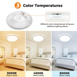 slochi LED Ceiling Light 3000K/4500K/6500K, 24W 2400LM Round Ceiling Light Waterproof, Flat Bathroom Lamp Ceiling for Bathroom, Kitchen, Living Room, Bedroom, Diameter 29 cm
