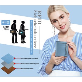 DOMIPHIE Women's Wallet with RFID Anti-Theft Protection, Premium Wallet in Compact Short Format, Women's Small Purse, lightblue, Minimal