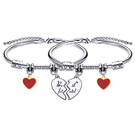EAWEN to My Bestie Gifts 2 Pcs Birthday for Friends Gift Best Friend Friendship Bracelet Women Girls University Graduation Gift, Silver, L