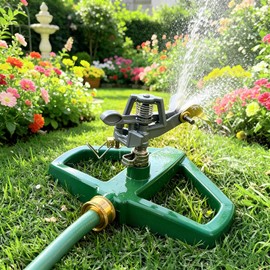 Meekamar Heavy Duty Pulsating Impact Lawn Sprinkler 360° Adjustable Rotating Automatic Water Sprinkler for Yard with Metal Base, Large Area Irrigation Sprinkle for Garden, Covers Up to 4,500 Sq. Ft