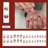 Short Press on Nails Almond Fake Nails with Pearls Bow