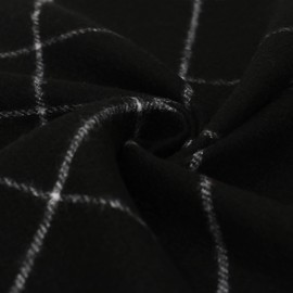 RonFoxi Checkered Scarf for Women - Soft Black Paid Scarves Thick Tartan Scarves with Tassel for Unisex Fall Winter (Style 14)