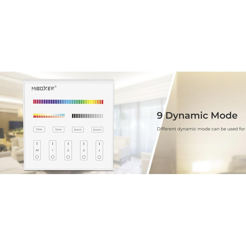 B4 4-Zone Panel Remote RGB+CCT Battery Powered Free Installation Without