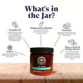 Wholesome Hippy Calm Cream – All Natural Body Butter with Magnesium, Vitamin D3, Shea, Arnica & Turmeric – Vegan Moisturizer for Sensitive Skin & Self-Care – 4oz