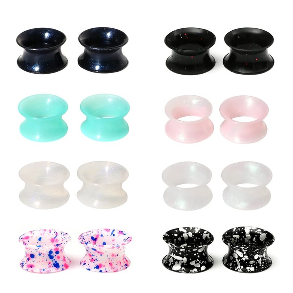 WBRWP 8 Pairs Set D Thin Silicone Ear Plugs Tunnels