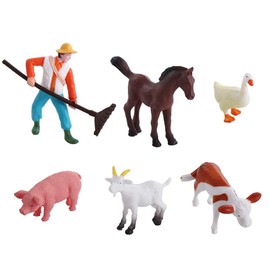 Vctitil 6 Pcs/Set Farmland Worker Pig Horse Cow Duck Goat PVC Miniatures Playsets Micro Landscape Figurines Fairy Garden Ornaments Plant Pots Bonsai Decor(6pcs set)