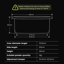 NOTSEK 54 mm Präzisions Filterkorb, 18g Doppelter Espresso Siebträgerkorb, 304 Edelstahl Siebträger Sieb für 54 mm Siebträger (H25)