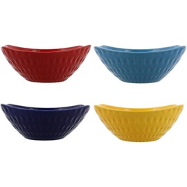 overandback Over-And-Back Manhattan 4 Stoneware Serving Bowls Set in 4 Rich Vibrant Colors