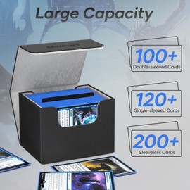 Mlikero - Paquete de 4 cajas de cartón, caja de comandante, capacidad para más de 400 tarjetas de doble manga con 4 divisores, caja de tarjetas de cierre magnético de piel para MTG, TCG (4 colores)