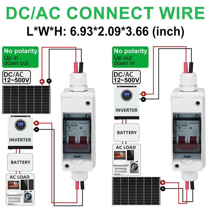 CNLonQcom 63 Amp Solar Disconnect Switch DC500V Circuit Breaker AC