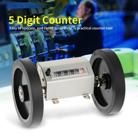 Odorkle Length Counter with Rolling, Meter Counter Roller Measuring Wheel Metric Wheel 5 Digits Meter Counter 0 to 9999.9 Roller Type Counter for Length Measuring