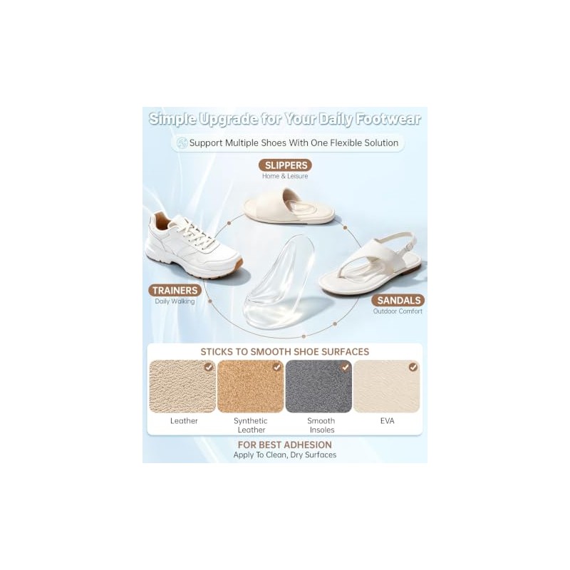 Dualeco Plantar Fasciitis Arch Support, 6 Pairs Gel Arch Supports