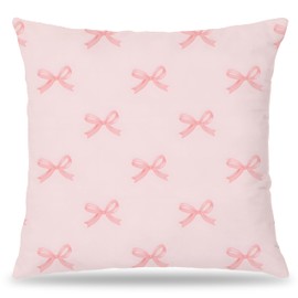LUKIPOM Coquette Pink Bow Pillow Covers 18x18, Pink Preppy Pillow Covers, Coquette Room Decor, Preppy Room Decor, Girly Bedroom Decor, Pink Room Decor, Coquette Stuff, Bow Room Decor
