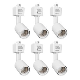 mirrea H Type Track Lighting Head to E26 Medium Screw Base Adapter Light Direction Adjustable Pack of 6 (White)