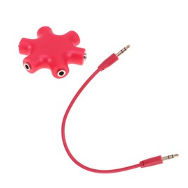 LABRIMP Hexangular Headphone Jack Splitter Way Adapter Port Female Audio Connector for Phone Music Player PC Red Wide Compatibility with Devices