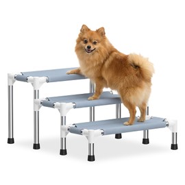 13 Inch 3-Tier Dog Stairs, Cotton Fabric Steps with Non-Slip Bottom