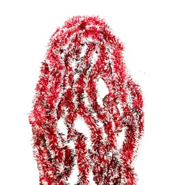 Red and White Christmas Foil Tinsel Garland Metallic Streamers Christmas Tree Decoration Happy New Year Party Ceiling Hanging Decorations Indoor and Outdoor Shiny Sparkly Garland 28 Feet 5 Pieces