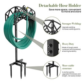 Winpull Metal Garden Hose Holder, Heavy Duty Freestanding Hose Storage Stand Rack for Outside