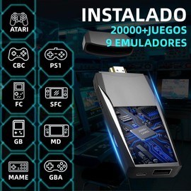 AOSO Consola de Juegos Retro Inalámbrica 64G con Doble Control Inalámbrico 2.4G, Game Stick TV Consola de Juegos Incorporada 20000, Salida HDMI 4K, Consola de Videojuegos USB HD para Proyector(M8)