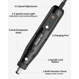 SOBEAU Multifunction Tool Rotary Tool Set with 104 Accessories, 5 Adjustable Speeds, Mini Multifunction Tool Drill 5000-18000rmp, for Drilling, Engraving, Grinding, Polishing