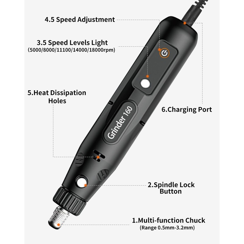 SOBEAU Multifunction Tool Rotary Tool Set with 104 Accessories, 5