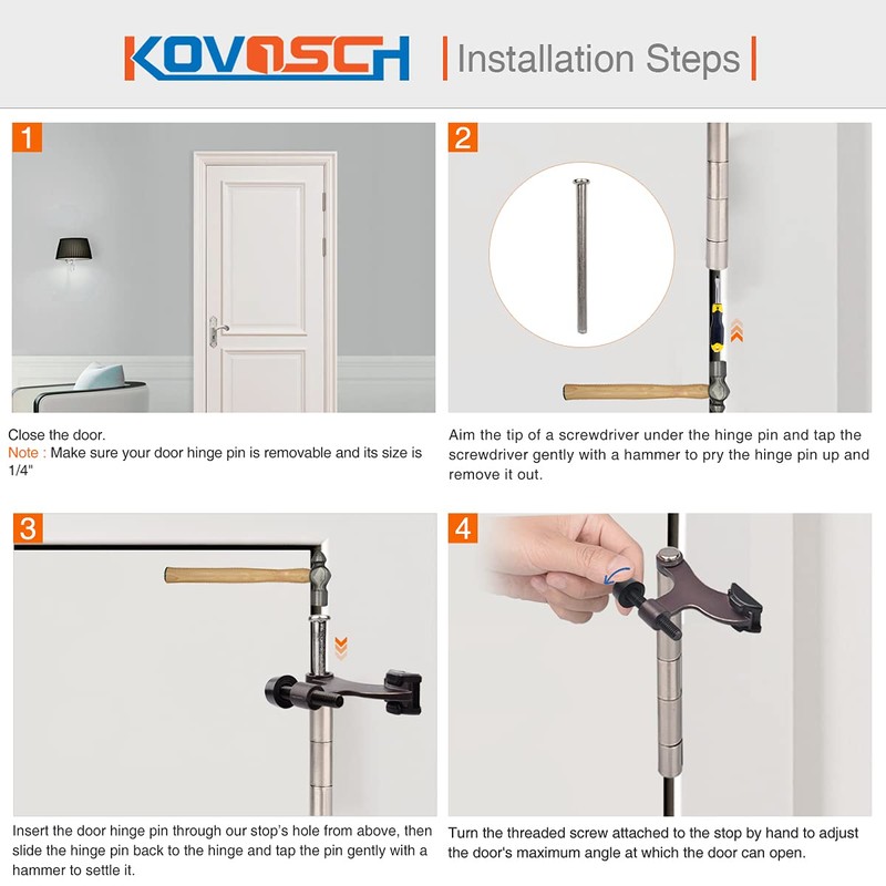 KOVOSCH 2 Pack Hinge Pin Door Stopper Oil Rubbed Bronze