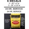 6 - 24 Hour Service Decals 3 Each of 2 Sizes - Very Nice - Sharp and Crisp