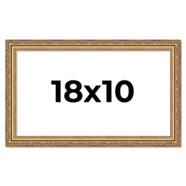 Poster Palooza 18x10 Traditional Antique Gold Complete Wood Picture Frame with UV Acrylic Plexiglass, Foam Board Backing & Hardware Included