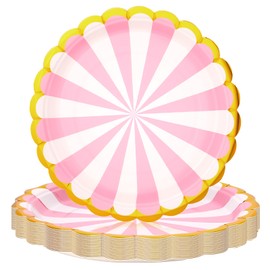 Xialvyu 20 Stück Pappteller Geburtstag,7 inch Rund Party Einwegteller mit Gold Goldrand,Pappteller Kindergeburtstag,Partygeschirr Set für Hochzeit Geburtstag Party