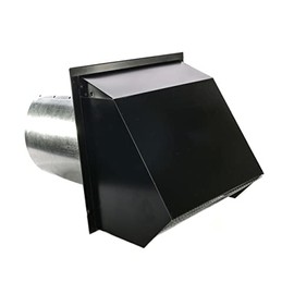 Hooded Wall Vent with Screen and Damper (6 Inch, Black)