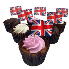 AK Giftshop Union Jack GB Flag Food & Cupcake Picks Toppers Party Decorations King Coronation (pack of 14)