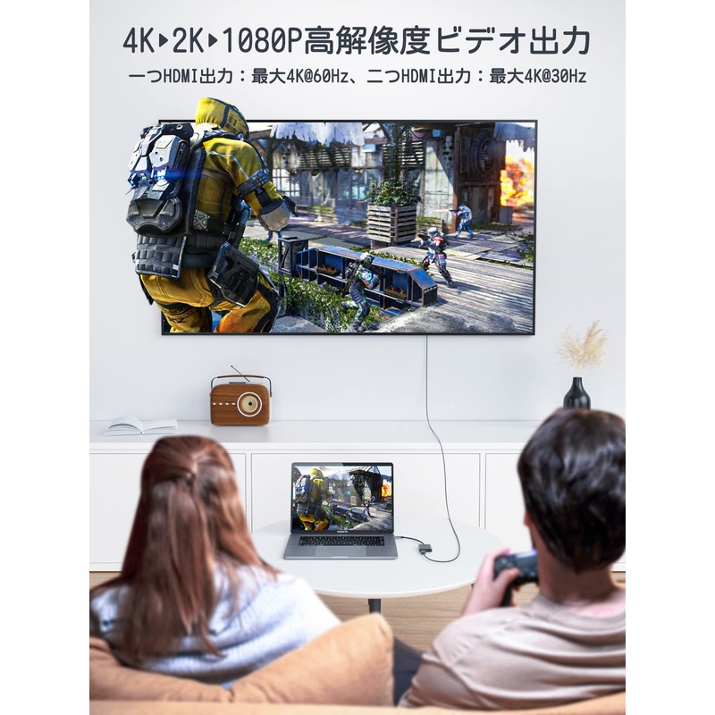 USB C to HDMI Adapter 4K@60Hz 2-IN-1 dual hdmi expansion