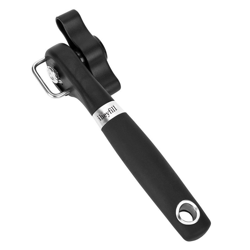 iheyfill safety can opener, stainless steel, ergonomic non-slip design with