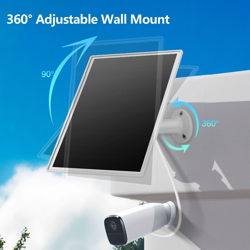 8W Solar Panel for Outdoor Security Camera, 5V Micro USB