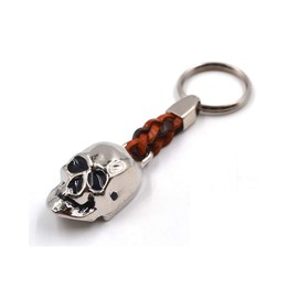 Key Pendant Skull Key Ring Metal Thickness 2 mm Faux Leather Cord Total Length Approx. 9 cm, Death skull
