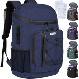 HXLGMD Backpack Cooler Insulated Leak Proof, 30 Cans Soft Cooler Bag, Lightweight Backpack Cooler with Ice Packs, Waterproof Ice Chest Backpack for Outdoor Picnic Hiking Camping Beach Park-Navy Blue