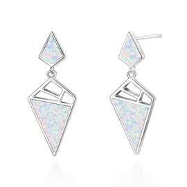 YFN Opal Earrings Sterling Silver Drop Stud Earring White Earrings Jewellery Gifts for Women Girls