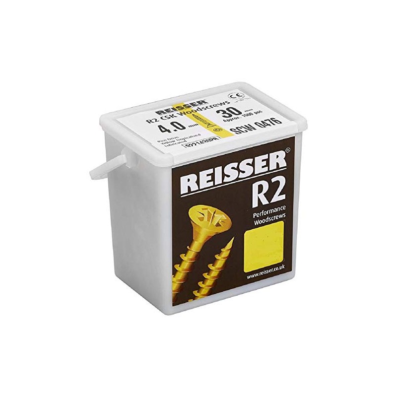 Reisser 9221580PB R2 Pozi Yellow Coated Woodscrew 400-Pieces in Tub