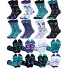 Yearntown 8 Pairs Suicide Prevention Awareness Socks for Women Novelty Teal Ribbon Pattern Crew Good Cause Socks World Suicide Prevention Day Accessories Gifts